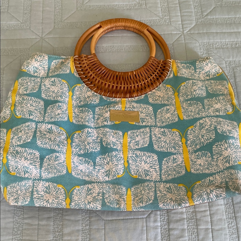 Lilly Pulitzer Rattan Handles Tote Bag